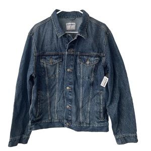 Old Navy Jacket Men's Large Blue Denim Trucker Retro 100% Cotton